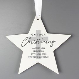 Personalised 'On Your Christening' Wooden Star Decoration Christening gift for boys Christening gift for girls
