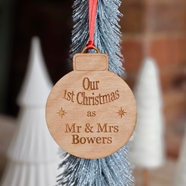 Personalised 'Our 1st Christmas' Hanging Decoration Wooden Christmas Decorations Festive Hanging Decorations First Christmas Decoration