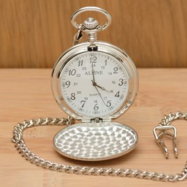 Personalised Polished Silver Initial Pocket Watch