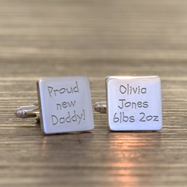 Personalised 'Proud New Daddy!' Silver Cufflinks Gifts For Daddy Gifts For Men Clothing Accessories Silver Plated Cufflinks Father's Day Gifts