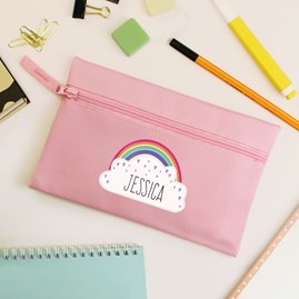 Personalised Rainbow Pencil Case in Pink Personalised Rainbow Pencil Case in Pink
