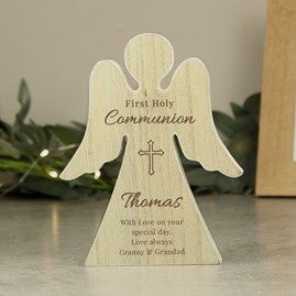 Personalised Rustic Wooden First Holy Communion Angel Decoration Rustic Wooden First Holy Communion Gift Personalised Angel Gifts for Children Keepsake Gifts