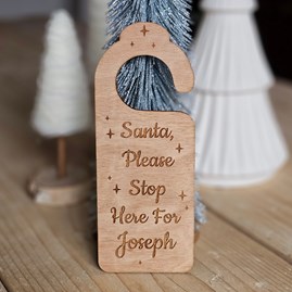 Personalised 'Santa Stop Here' Large Wooden Door Hanger Personalised Wooden Christmas Decorations Festive Hanging Decorations Santa Stop Here Door Hanger