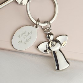 Personalised Silver Plated Angel Keyring