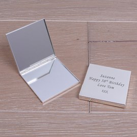 Personalised Silver Plated Compact Mirror Mother's Day Gifts Bridesmaid Gifts