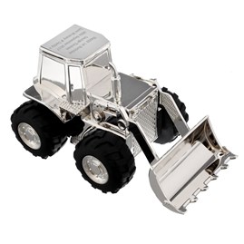 Personalised Silver Plated Digger Money Box personalised christening gift for boy personalised baptism gift for boy