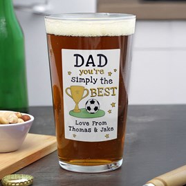 Personalised 'Simply The Best' Beer Glass Father's Day Gifts Personalised Pint Glass Novelty Gifts Birthday Gifts Football Gifts