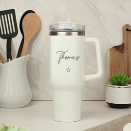 Personalised Star 40oz White Travel Cup Personalised Star 40oz White Travel Cup
