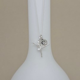 Personalised Sterling Silver Arabesque Ballerina Necklace Personalised Sterling Silver Arabesque Ballerina Necklace