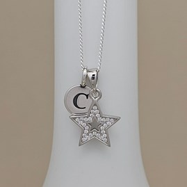 Personalised Sterling Silver CZ Star Charm Necklace Personalised Sterling Silver CZ Star Charm Necklace