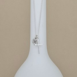 Personalised Sterling Silver Slim Cross Necklace Personalised Sterling Silver Slim Cross Necklace