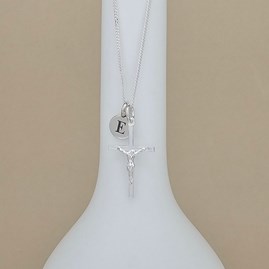 Personalised Sterling Silver Small Crucifix Necklace Personalised Sterling Silver Small Crucifix Necklace
