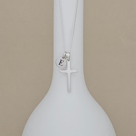 Personalised Sterling Silver Small Plain Cross Necklace Personalised Sterling Silver Small Plain Cross Necklace