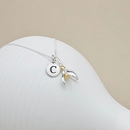 Personalised Sterling Silver Snowdrop Charm Necklace Personalised Sterling Silver Snowdrop Charm Necklace