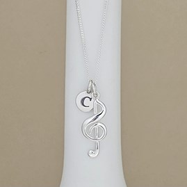Personalised Sterling Silver Treble Clef Charm Necklace Personalised Sterling Silver Treble Clef Charm Necklace