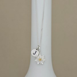 Personalised Sterling Silver Waterlily Flower Necklace Personalised Sterling Silver Waterlily Flower Necklace