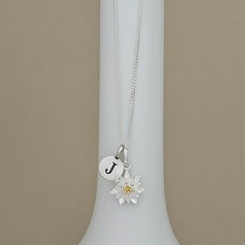 Personalised Sterling Silver Waterlily Flower Necklace