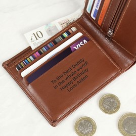 Personalised Tan Leather Wallet personalised father's day gifts Personalised Gifts For Men