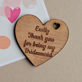 Personalised 'Thank You' Bridesmaid Heart Pocket Token Bridesmaid Gifts Wedding Gifts Sentiment Token Gifts Personalised Gifts
