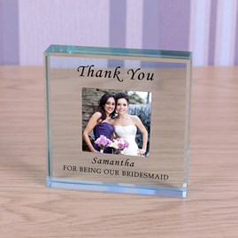 Personalised 'Thank You Bridesmaid' Photo Glass Token Bridesmaid Gifts Wedding Gifts Thank You Bridesmaid Gifts Glass Token Keepsake Gifts