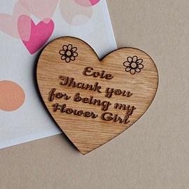 Personalised 'Thank You' Flower Girl Heart Pocket Token Bridesmaid Gifts Wedding Gifts Sentiment Token Gifts Personalised Gifts Flower Girl Gifts