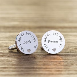 Personalised 'This Daddy Belongs To...' Silver Cufflinks Gifts For Men Father's Day Gifts Christmas Gifts Birthday Gifts For Men Silver Daddy Cufflinks