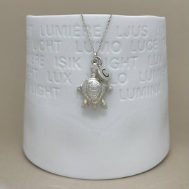 Personalised Turtle Charm Sterling Silver Necklace