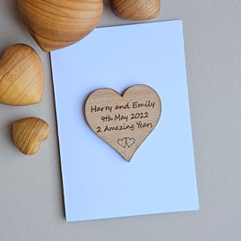 Wooden Handmade Sentiment Token Gifts Anniversary Cards Personalised Anniversary Card