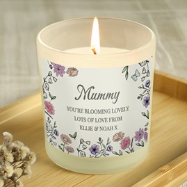 Personalised Wild Flowers Glass Candle