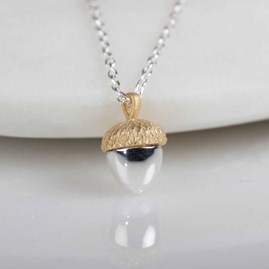 Sterling Silver And Gold Plate Acorn Necklace