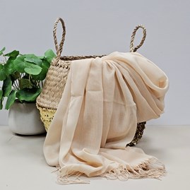 Plain Lightweight Tassel Scarf in Beige Lightweight Plain Tassel Scarves Headscarves Gifts For Mum Mother's Day Gifts Birthday Gifts