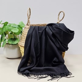 Plain Lightweight Tassel Scarf in Black Lightweight Plain Tassel Scarves Headscarves Gifts For Mum Mother's Day Gifts Birthday Gifts