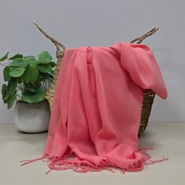Plain Lightweight Tassel Scarf in Coral Pink Lightweight Plain Tassel Scarves Headscarves Gifts For Mum Mother's Day Gifts Birthday Gifts
