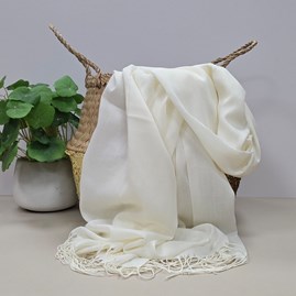 Plain Lightweight Tassel Scarf in Cream Lightweight Plain Tassel Scarves Headscarves Gifts For Mum Mother's Day Gifts Birthday Gifts