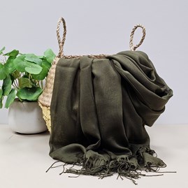 Plain Lightweight Tassel Scarf in Olive Green Lightweight Plain Tassel Scarves Headscarves Gifts For Mum Mother's Day Gifts Birthday Gifts