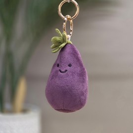 Plush Aubergine Keyring Bag Charm Plush Purple Aubergine Bag Charm Bessie Cute Soft Novelty Fun Bag Charm Keyring Key Ring