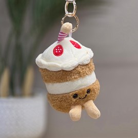 Plush Birthday Cake Keyring Bag Charm Plush Birthday Cake Bag Charm Bessie Cute Soft Novelty Fun Bag Charm Keyring Key Ring