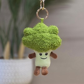 Plush Green Broccoli Bag Charm Bessie Cute Soft Novelty Fun Bag Charm Keyring Key Ring