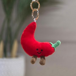 Plush Red Chilli Pepper Bag Charm Bessie Cute Soft Novelty Fun Bag Charm Keyring Key Ring