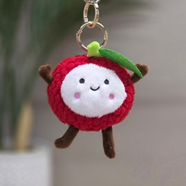 Plush Lychee Keyring Bag Charm Plush Red Lychee Bag Charm Bessie Cute Soft Novelty Fun Bag Charm Keyring Key Ring