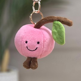 Plush Peach Keyring Bag Charm Plush Pink Peach Bag Charm Bessie Cute Soft Novelty Fun Bag Charm Keyring Key Ring