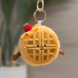 Plush Waffle Bag Charm Bessie Cute Soft Novelty Fun Bag Charm Keyring Key Ring
