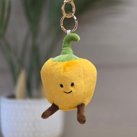 Plush Yellow Pepper Bag Charm Bessie Cute Soft Novelty Fun Bag Charm Keyring Key Ring