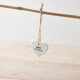 Porcelain 'Best Friend' Hanging Heart Decoration