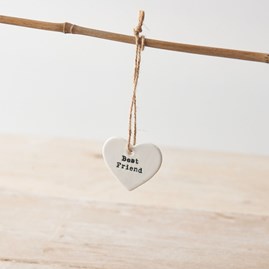 Porcelain 'Best Friend' Hanging Heart Decoration Porcelain 'Best Friend' Hanging Heart Decoration