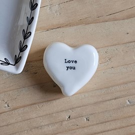 Porcelain Heart Token 'Love You' Home Decorations Homeware Gifts Sentiment Keepsake Gifts Porcelain Gifts Heart Token Love You