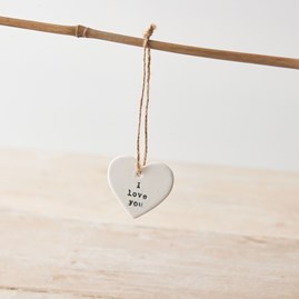 Porcelain 'I Love You' Hanging Heart Decoration