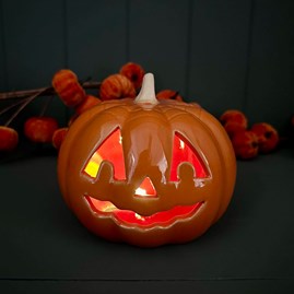 Porcelain Light Up Pumpkin Halloween Decoration Halloween Gifts Halloween Decorations Multicoloured Light Up Pumpkin