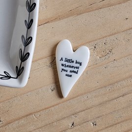 Porcelain Mini Long Heart Token 'A Little Hug' Home Decorations Homeware Gifts Sentiment Keepsake Gifts Porcelain Gifts Mini Long Heart Token