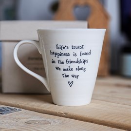 Porcelain Mug - Life's Truest Happiness Home Decorations Homeware Gifts Sentiment Keepsake Gifts Porcelain Gifts Mug Life's Truest Happiness